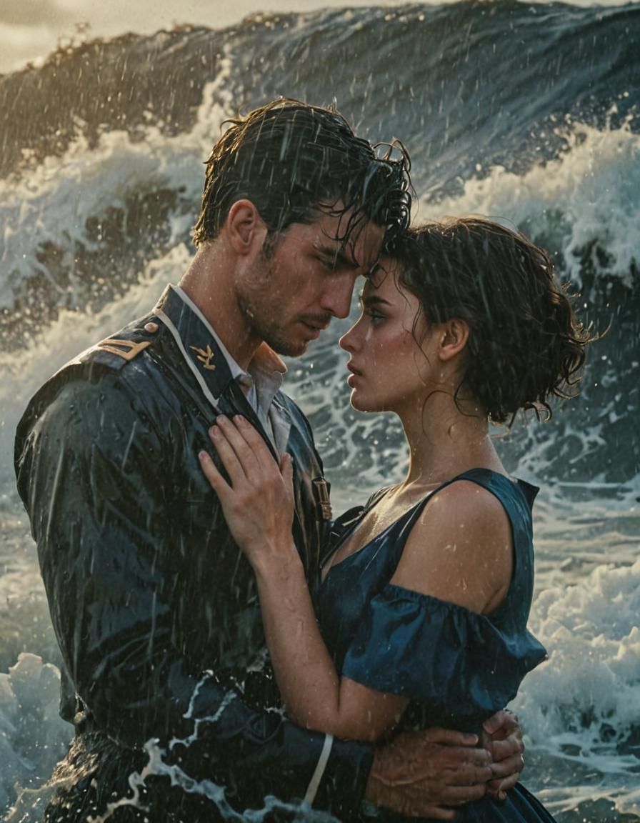 Captain Summons Water Block in Stormy Ocean Film Still