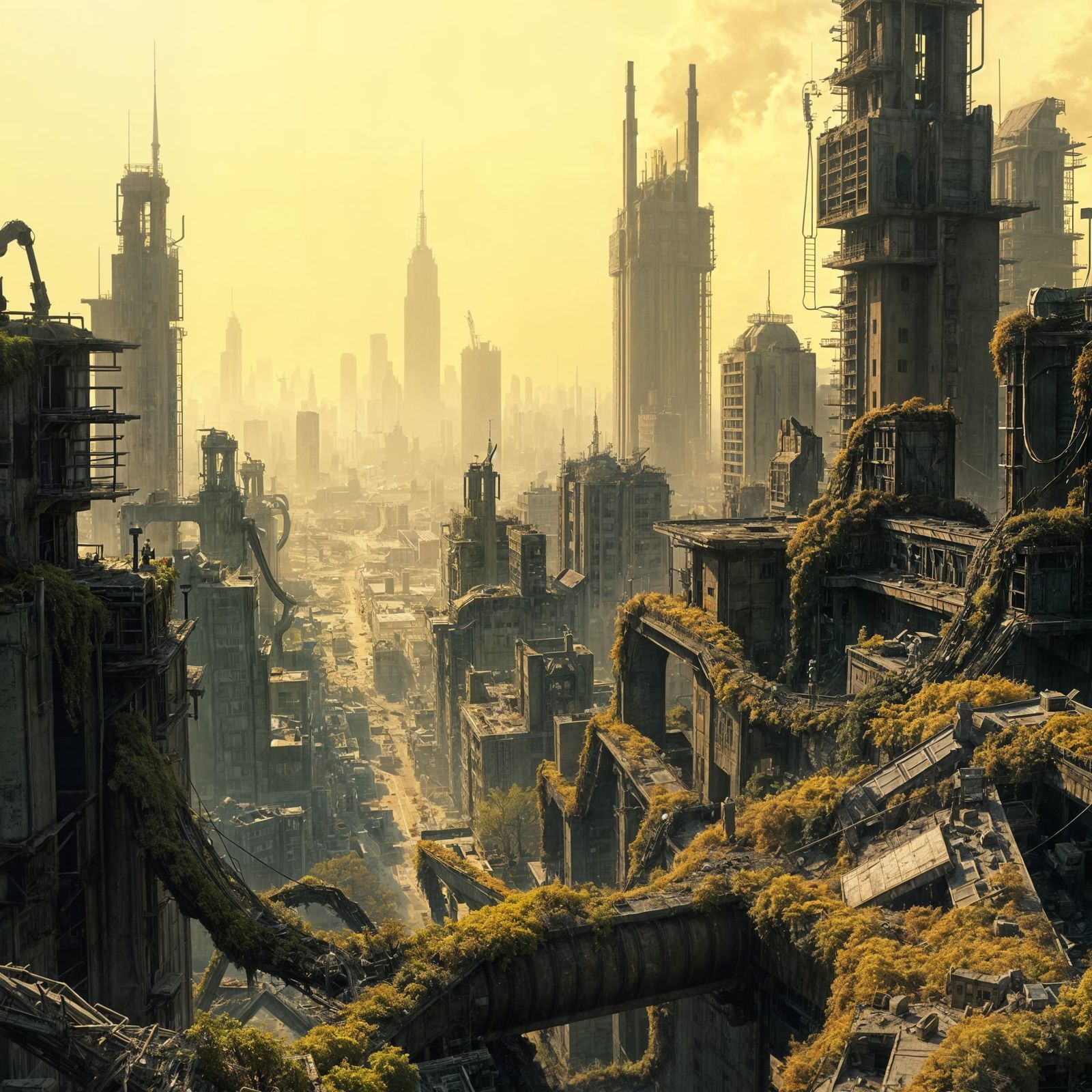 Cyberpunk Apocalypse: Ruins of a Futuristic Metropolis