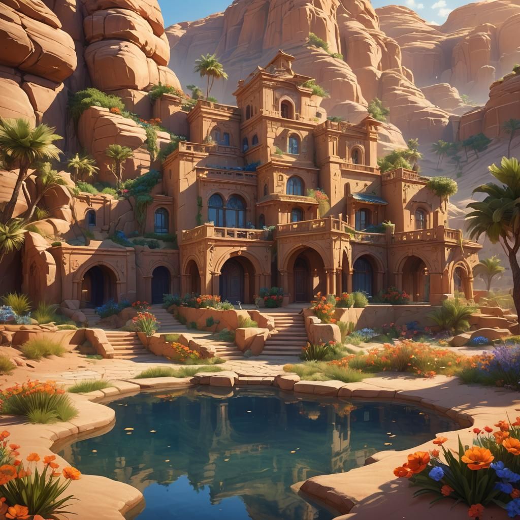 Desert Oasis Home: Fantastical Concept Art