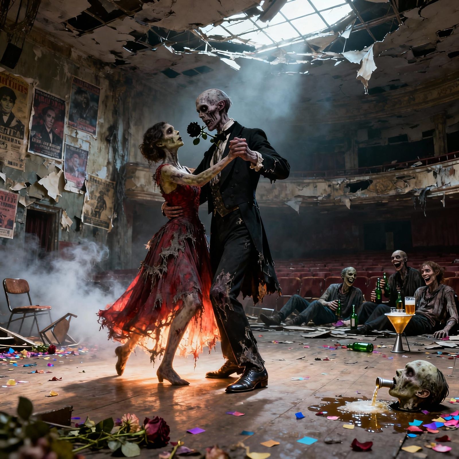 Zombie Dancers Waltz in Ruined Theater