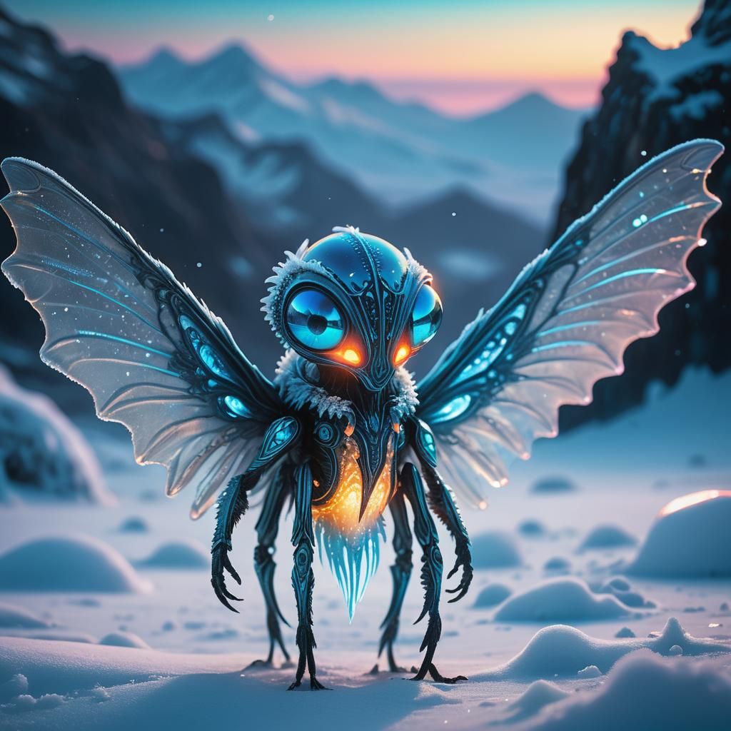 Alien Creatures in Bioluminescent Landscape, Surrealism