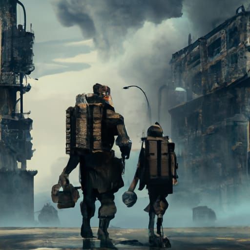 People in Gas Masks: Dramatic Digital Painting