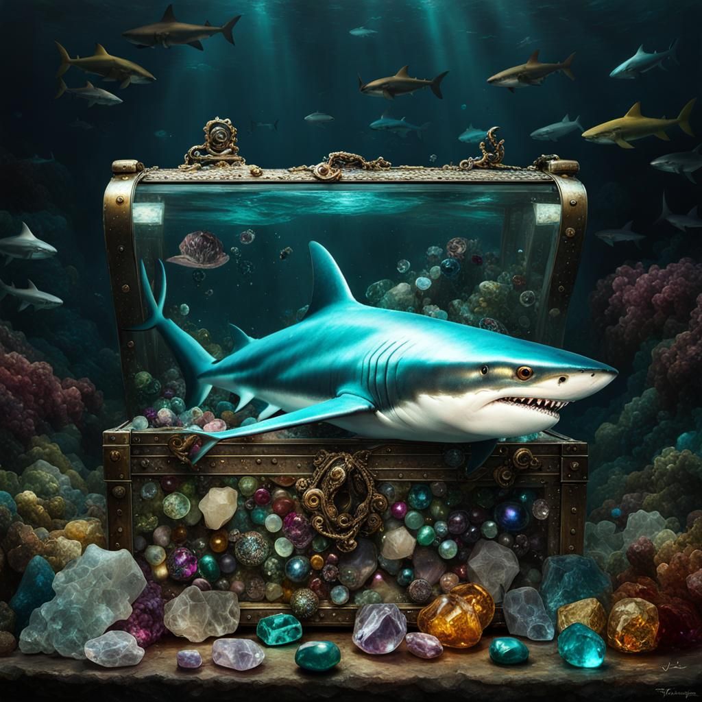 Gemstone Shark Underwater Fantasy Art