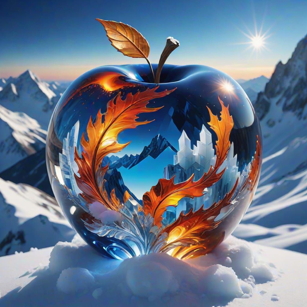 Crystal Apple on Snowy Peak: Digital Light Painting