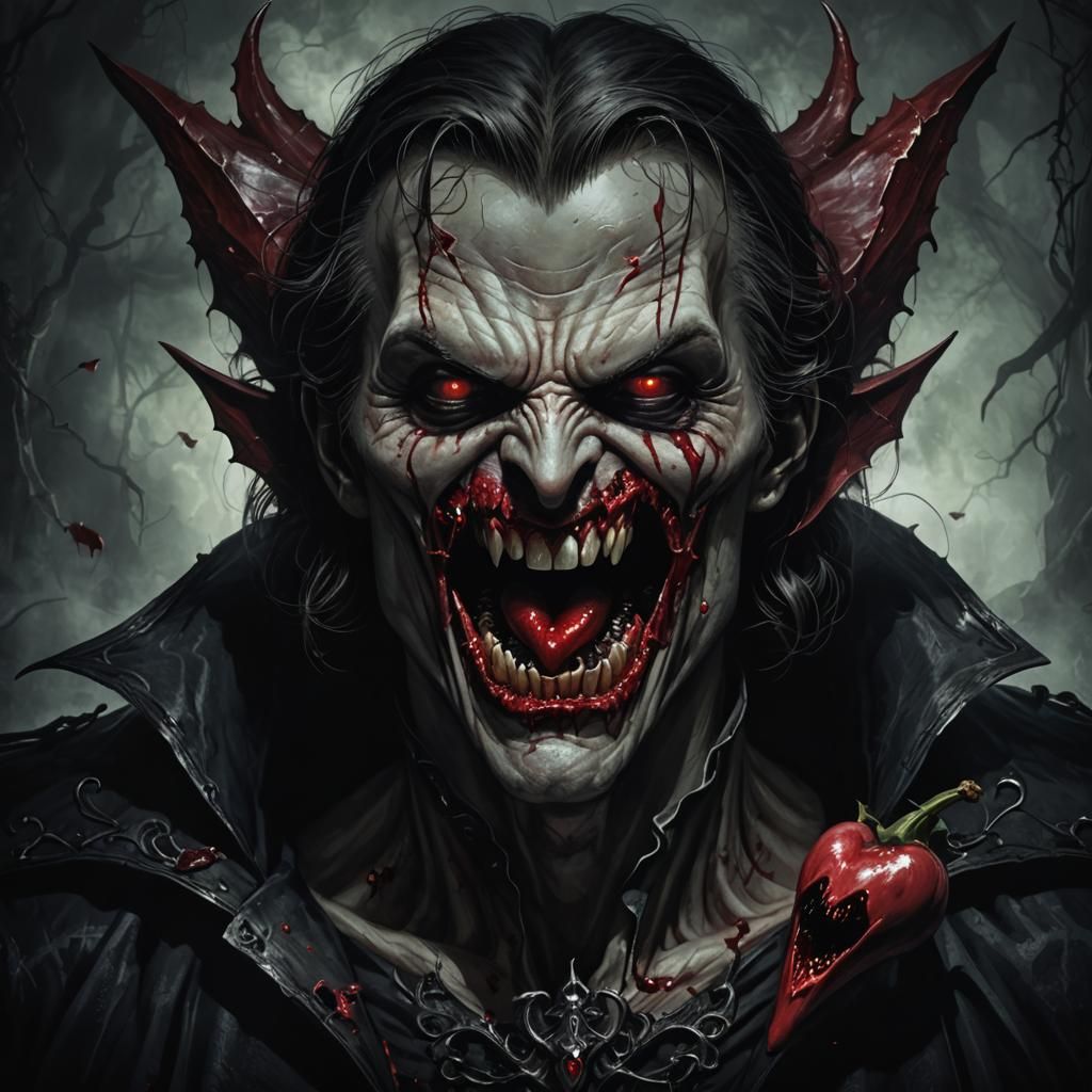 Vampire Creature Holding Bleeding Heart