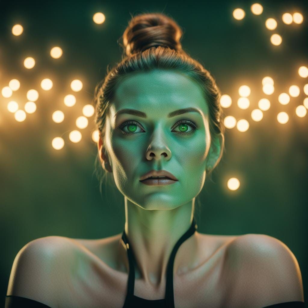 Glamorous Young Woman with Piercing Green Eyes