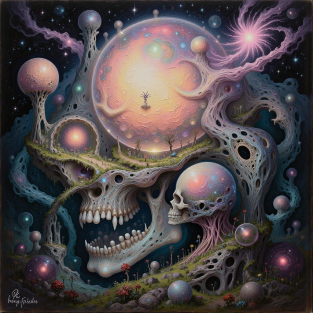 Surreal Ocular Implant View of Human Skull