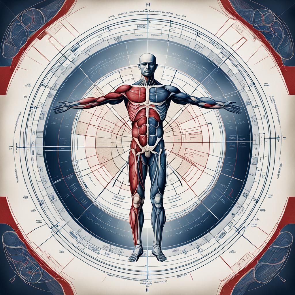 Detailed Human Anatomy in Modern Vitruvian Style