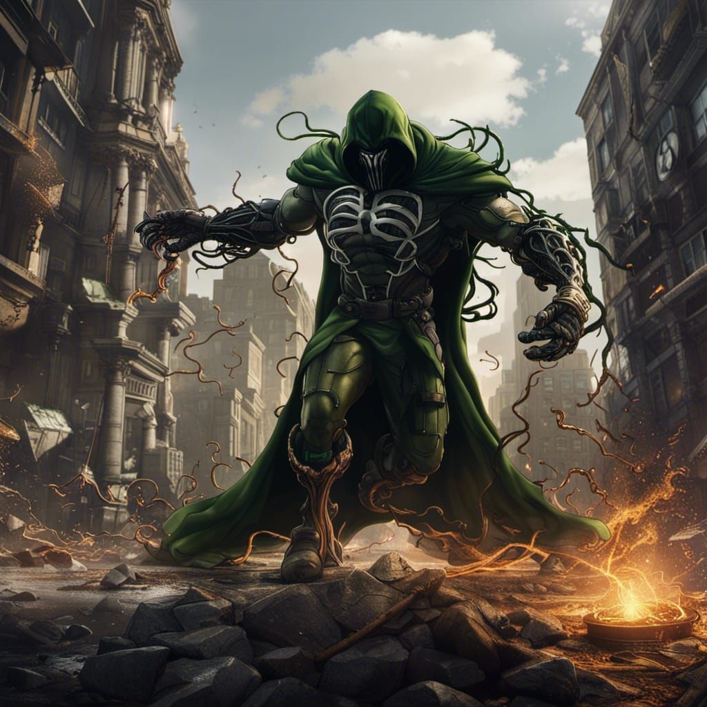 Venom and Dr. Doom Mashup: Detailed Concept Art