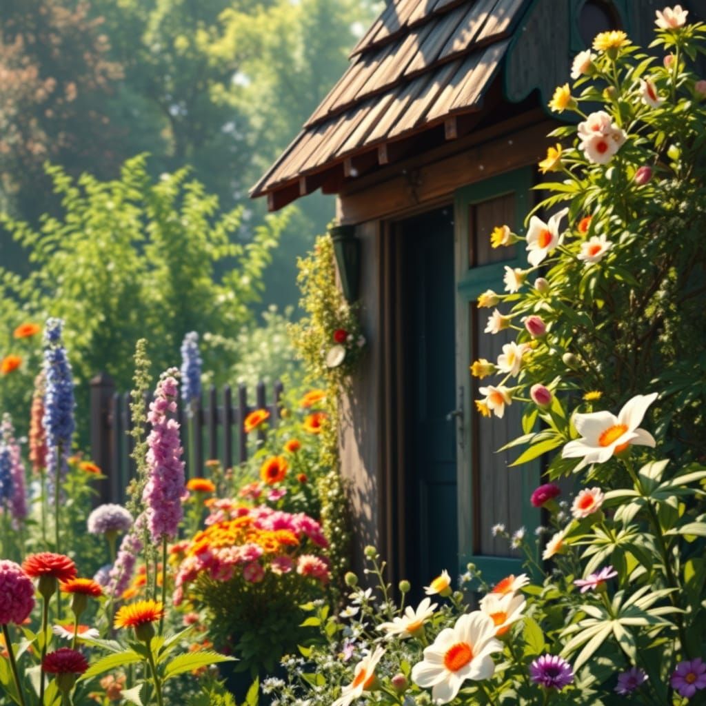 Hyperrealistic Cottage Garden in Splash Art Style