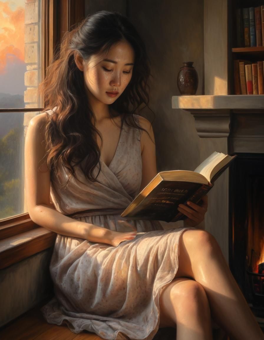 Ethereal Portrait of Korean Woman in Chiaroscuro Style