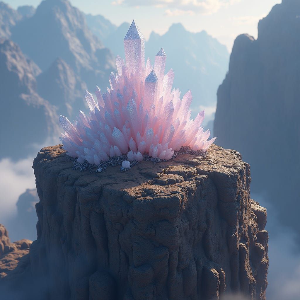 Ethereal Rock Crystal Formation Amidst Ancient Landscape