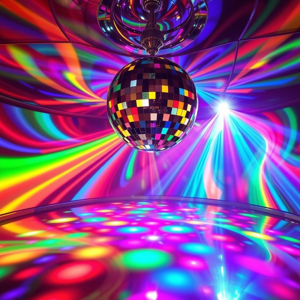 Retro-Futuristic Disco Dance Floor Scene