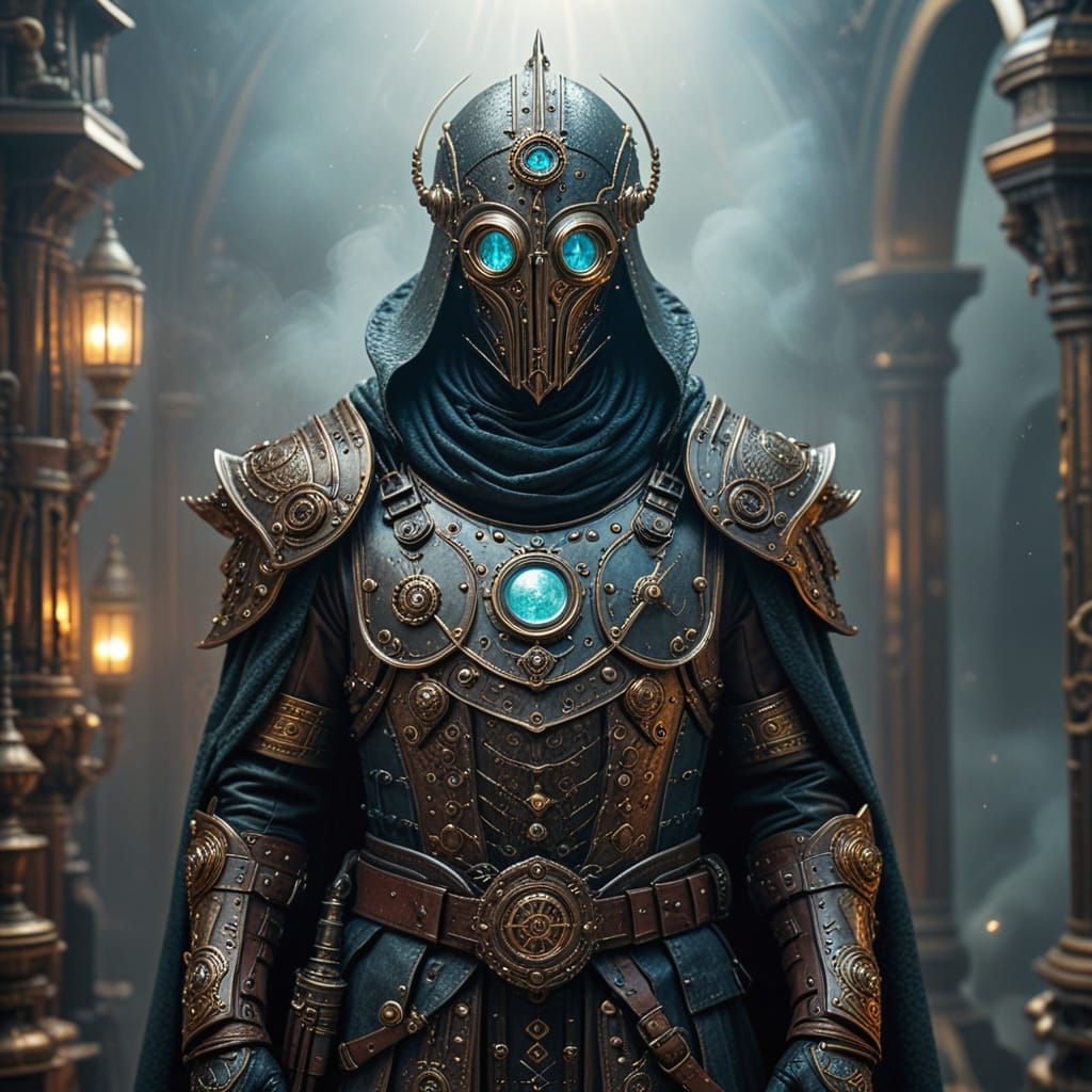 Steampunk Wizard in Majestic Magical Armour