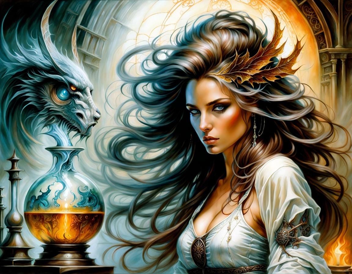 Alchemist at Work in Oil Painting Style