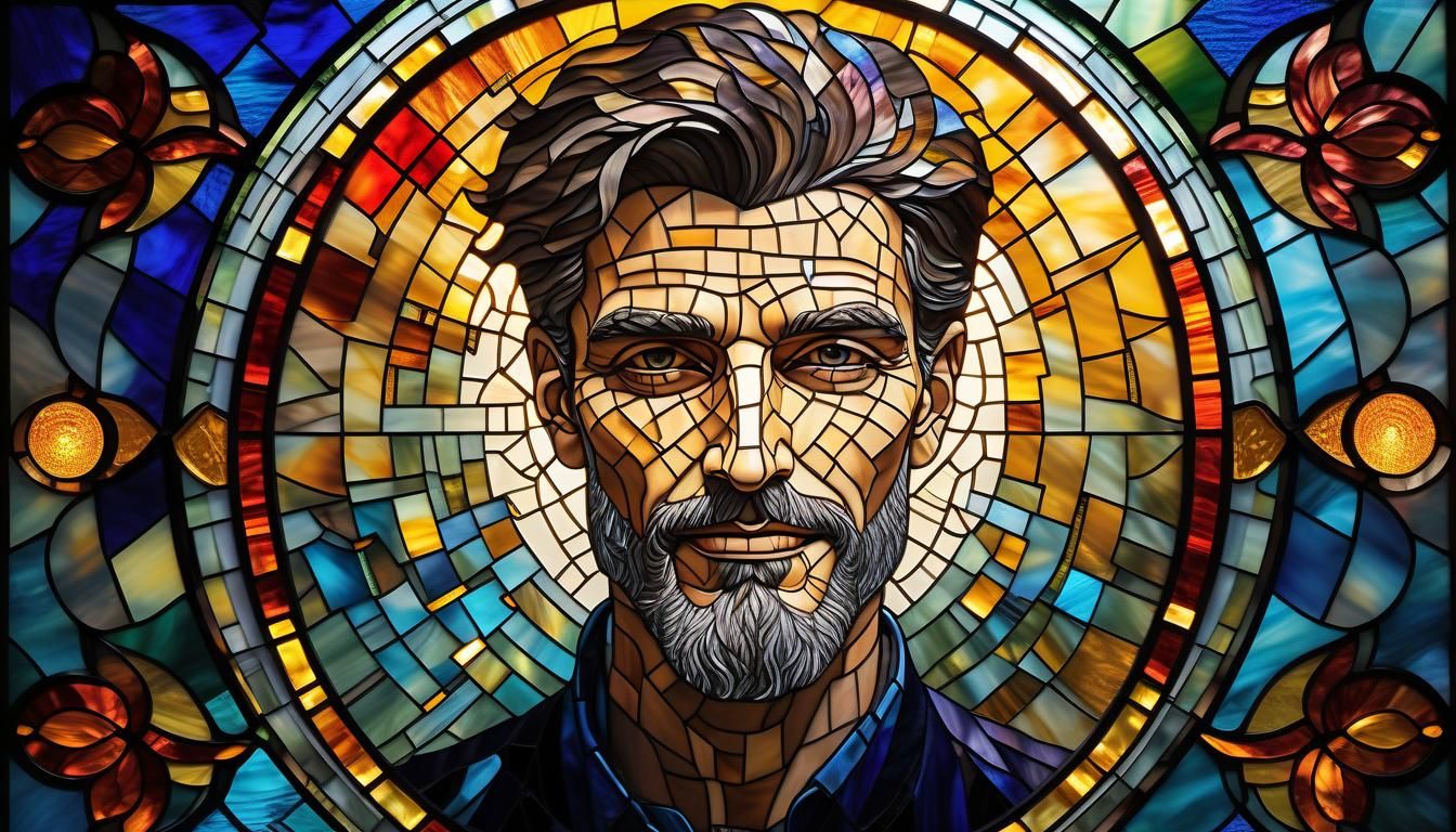 Stained Glass Portrait of a Beautiful Man