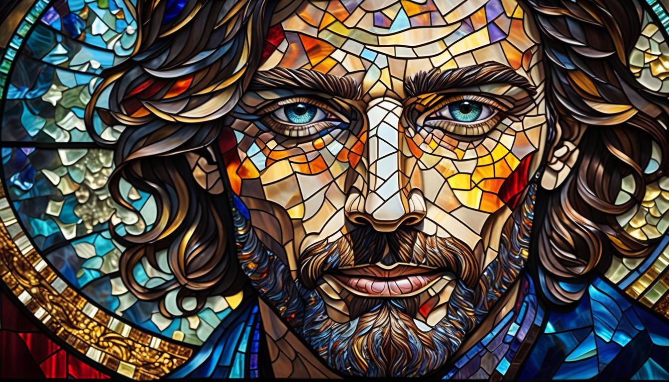 Stained Glass Portrait of a Beautiful Man