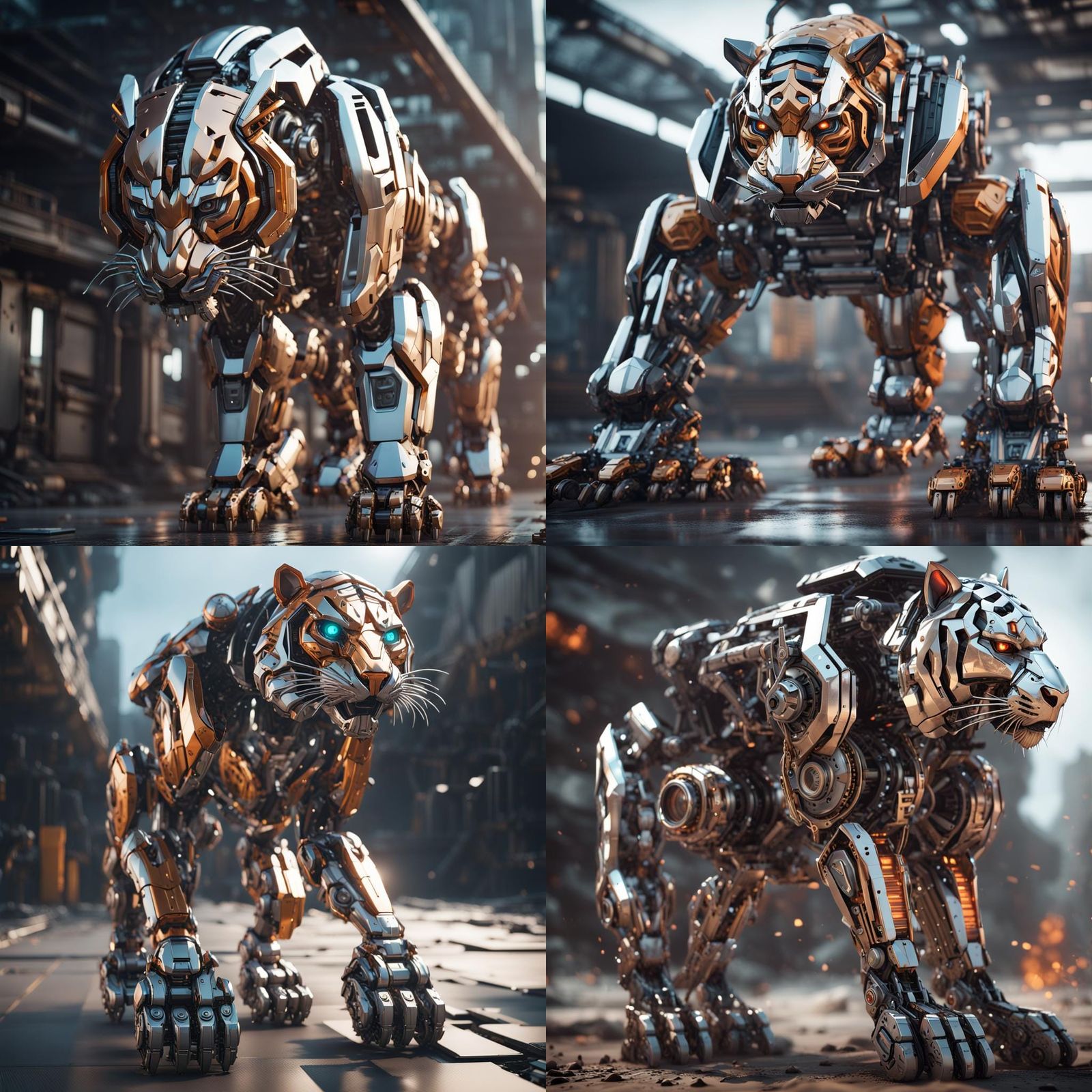 Futuristic Robotic Tiger in Sci-Fi Setting