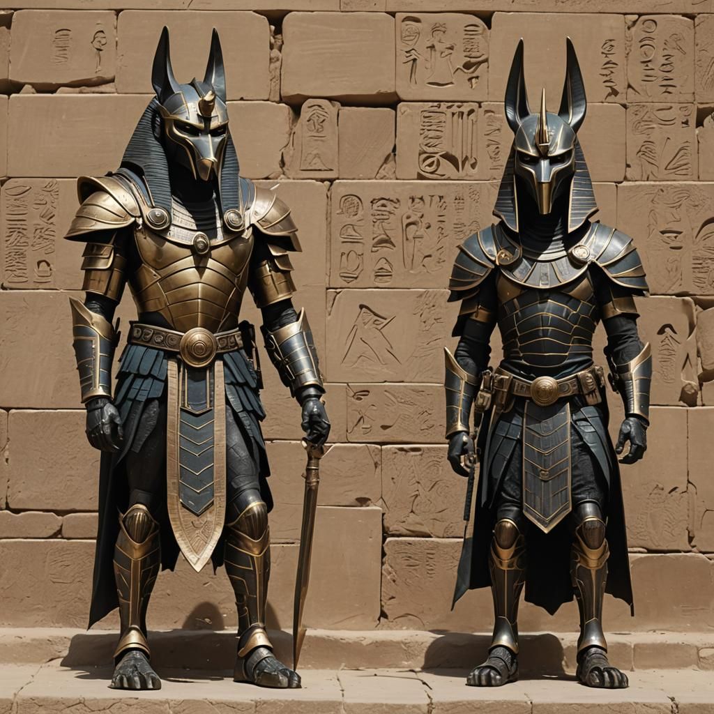 Anubis in Cyberpunk Steampunk Armor: Cinematic 3D Rendering
