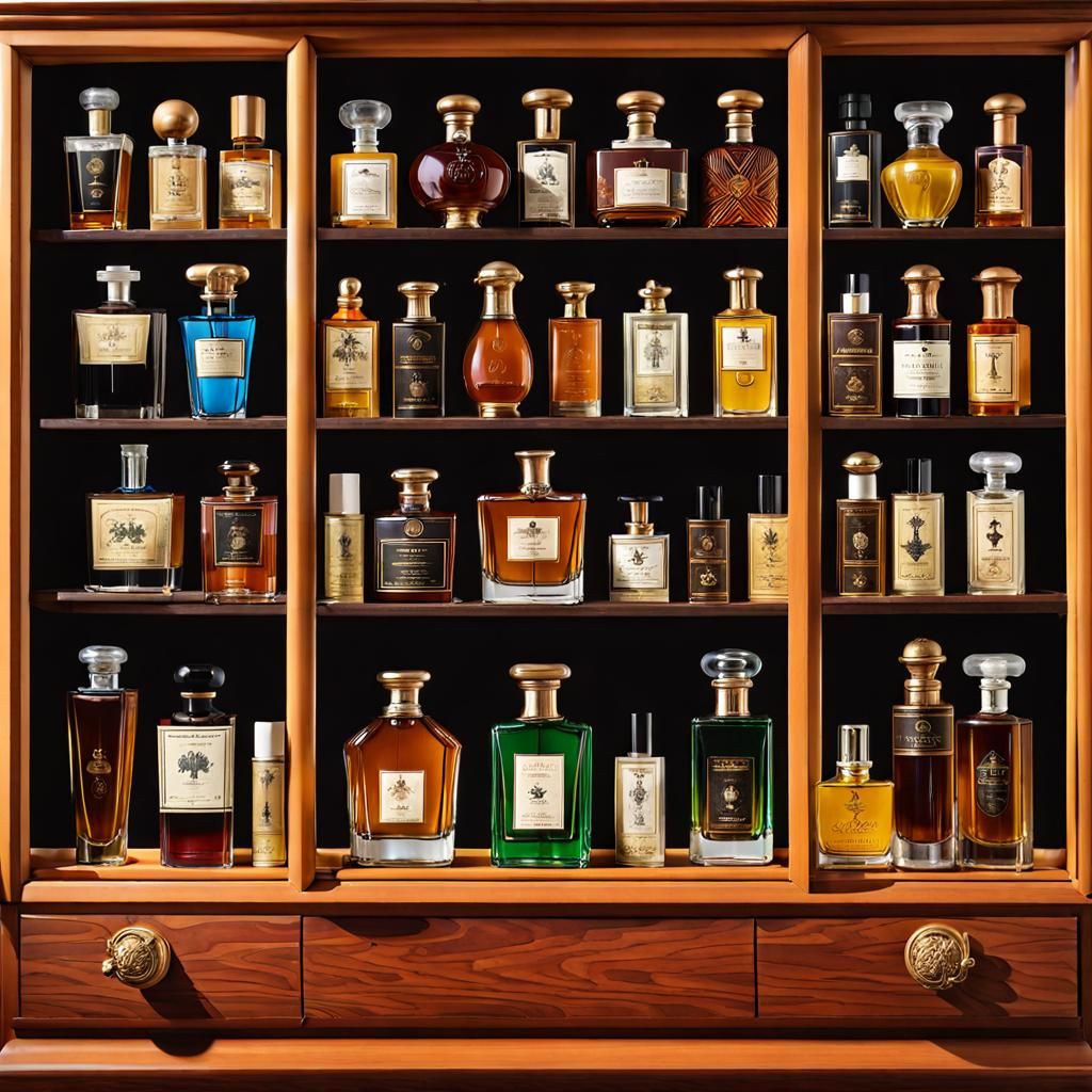 Elegant Cologne Collection in 70s Style Cabinet