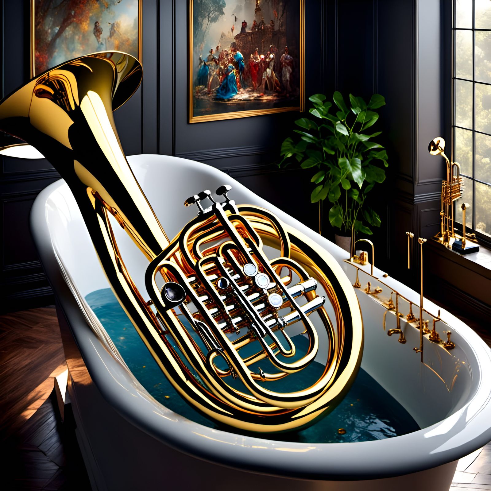 Tuba Takes a Bath: Portrait in Mixed Styles