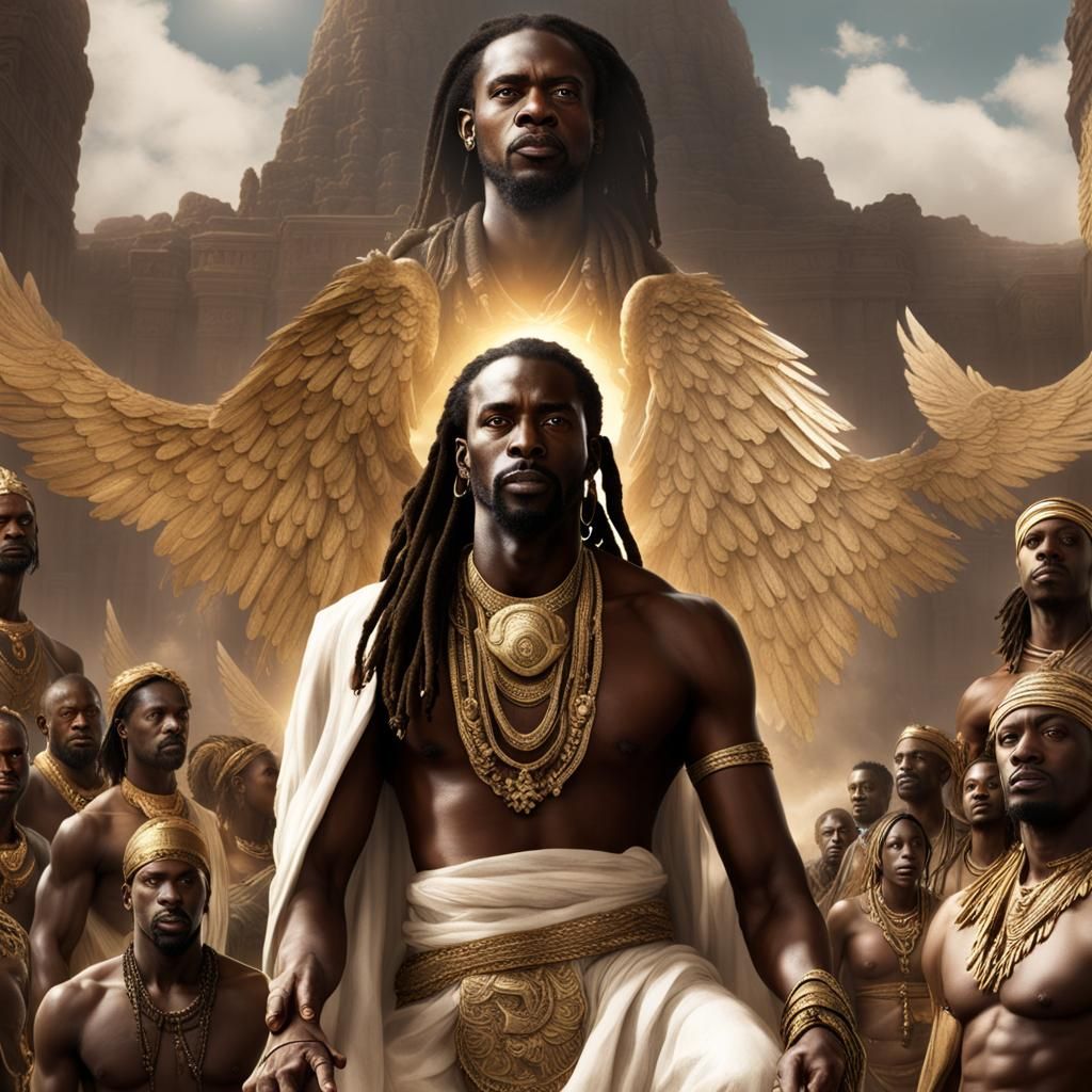 Ancestral Spirits Surround a Strong Black Man