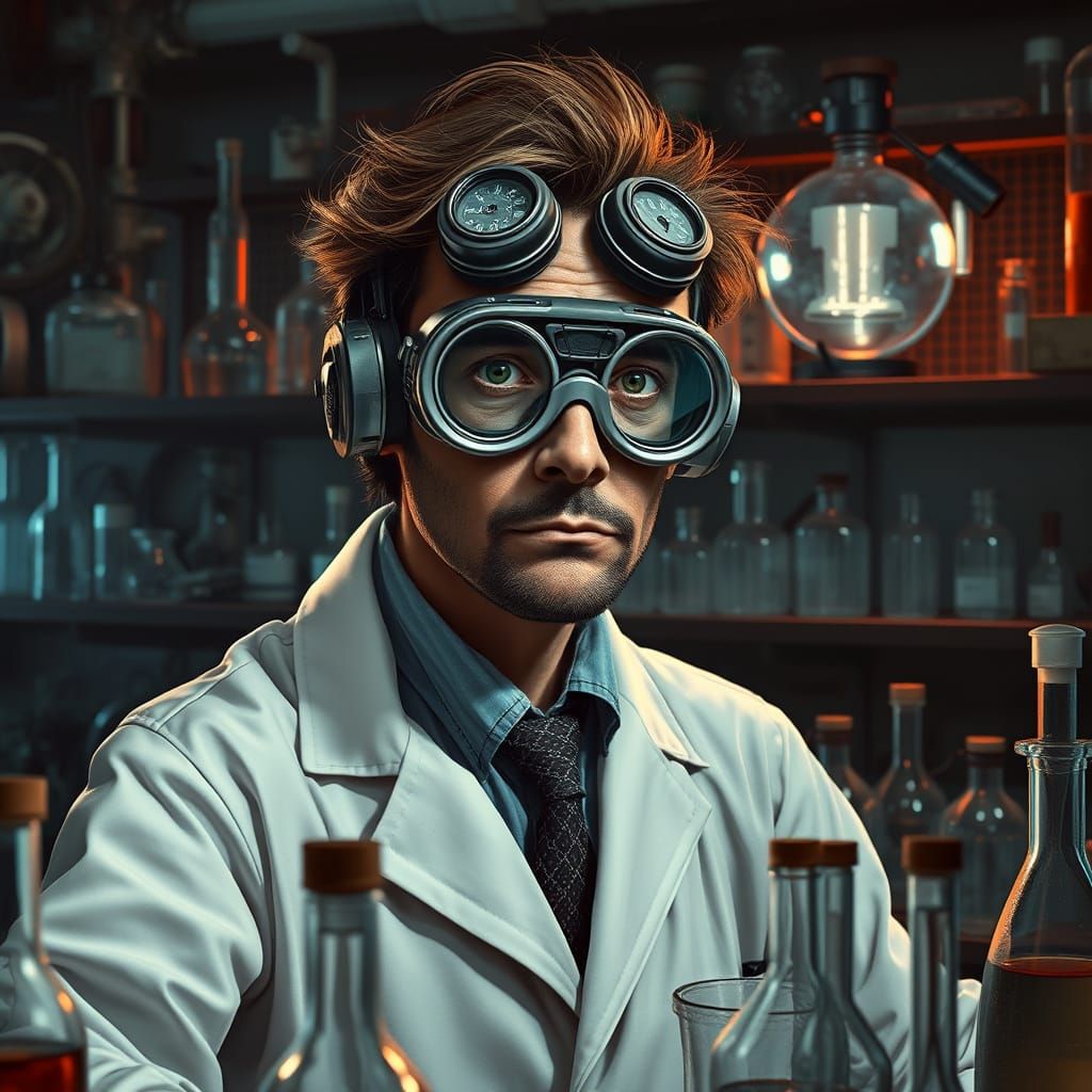 Mad Scientist in Lab: Syd Mead Style