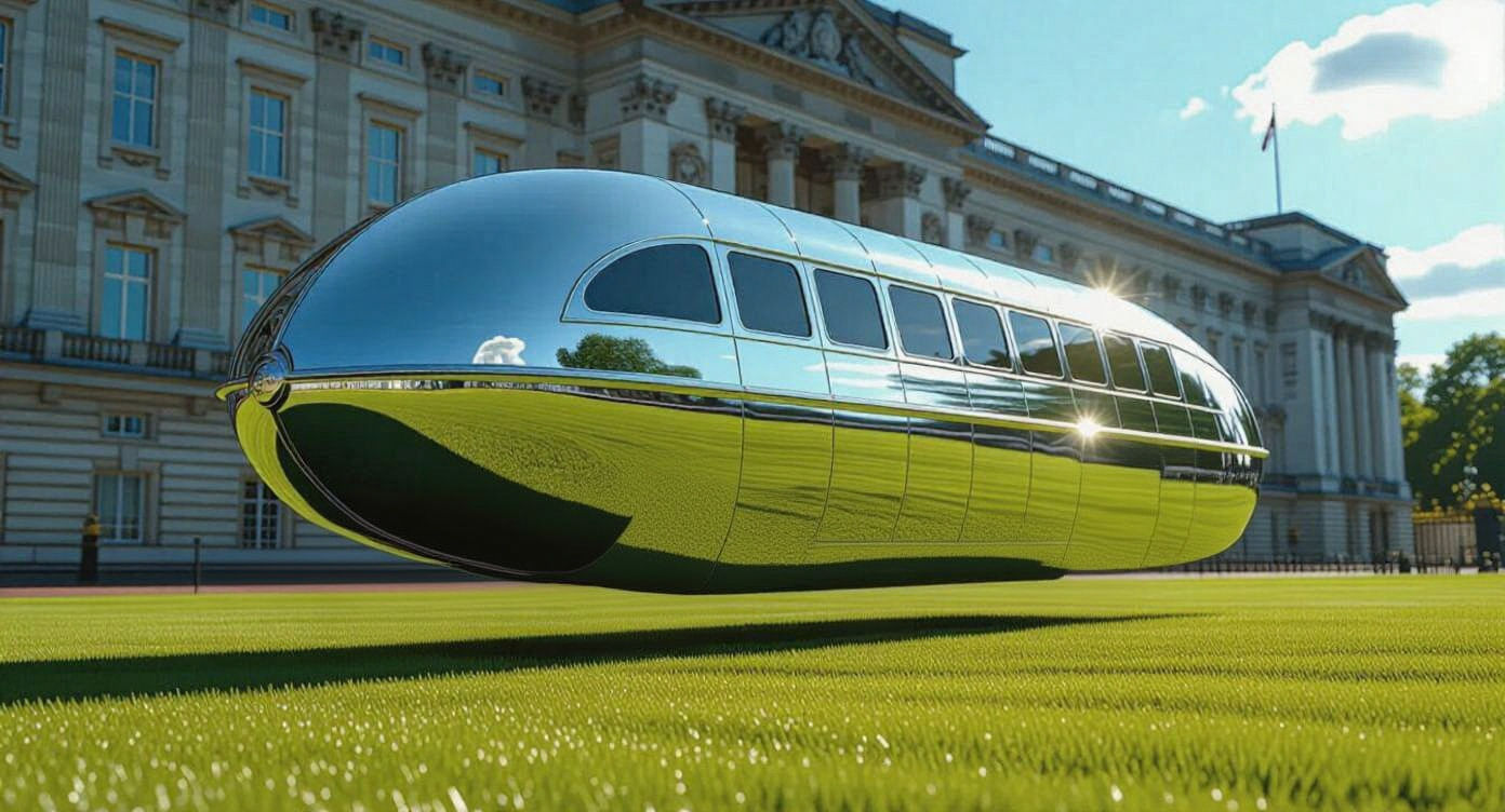 Shiny Chrome UFO Lands at Buckingham Palace