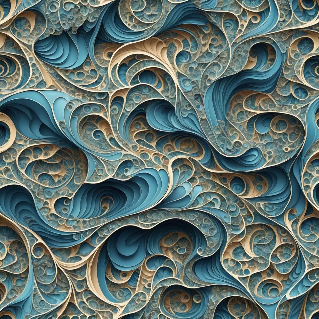 Abstract Blue Wind Movement with Vector Fractals
