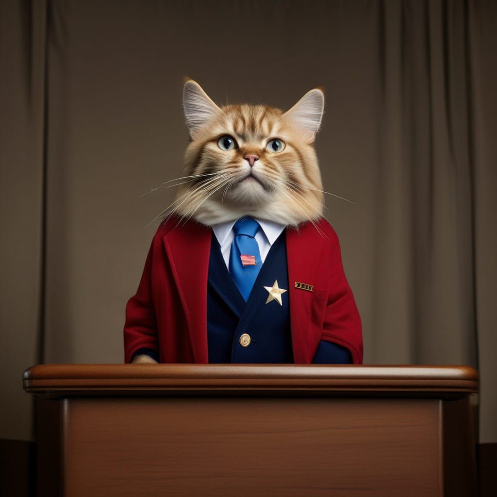 Presidential Cat Portrait in Professional Photography Style