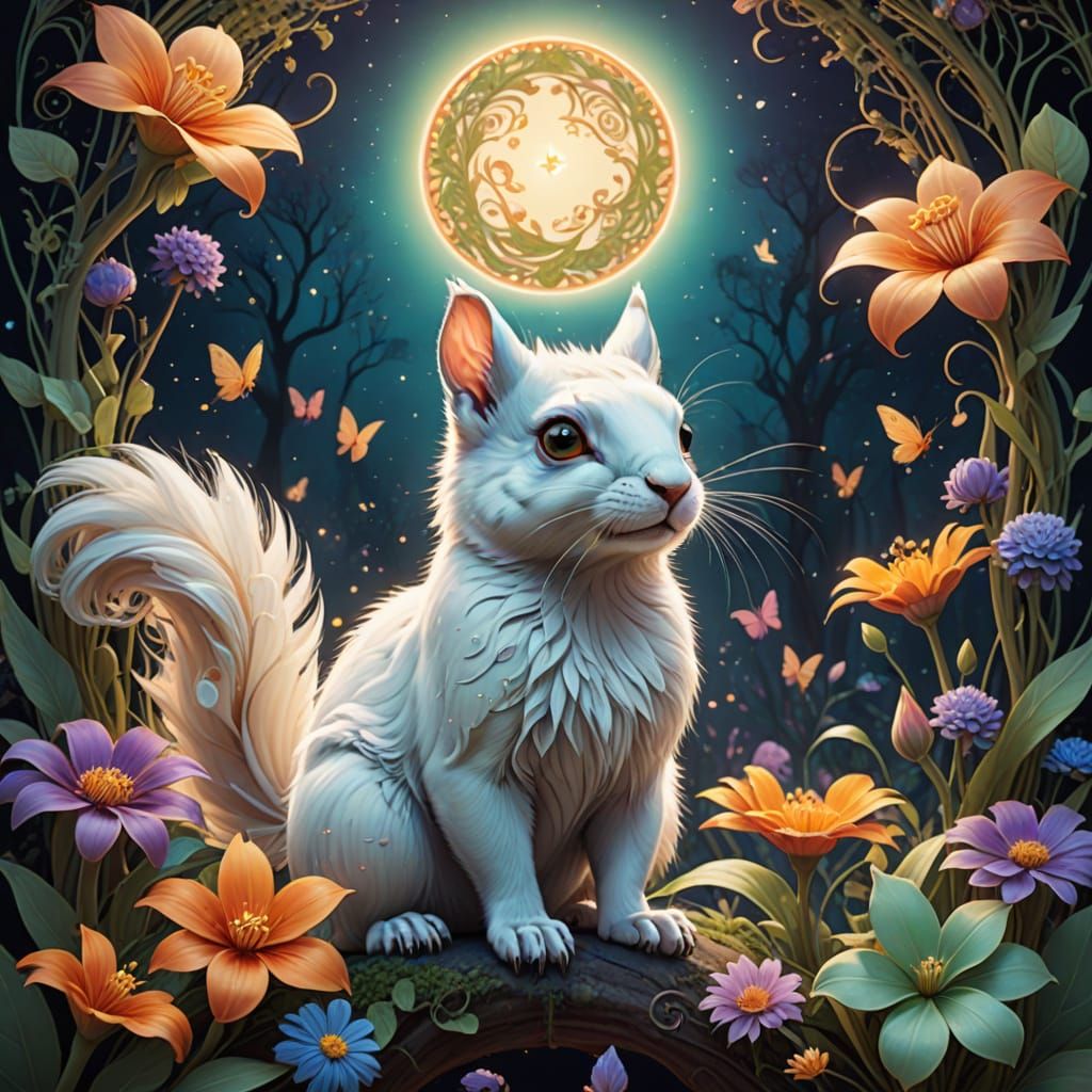 Whimsical Fantasy Creatures in Art Nouveau Style