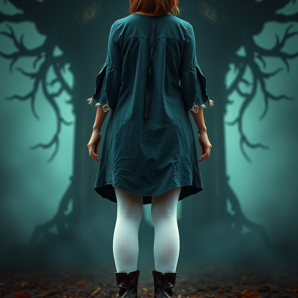 Fantasy Woman in Teal Dress, High-Fidelity Visuals