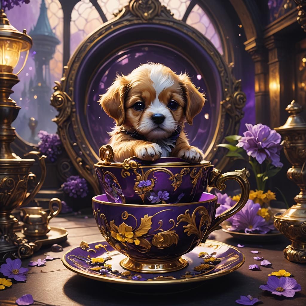 Puppy in Teacup: Dark Fantasy Concept Art