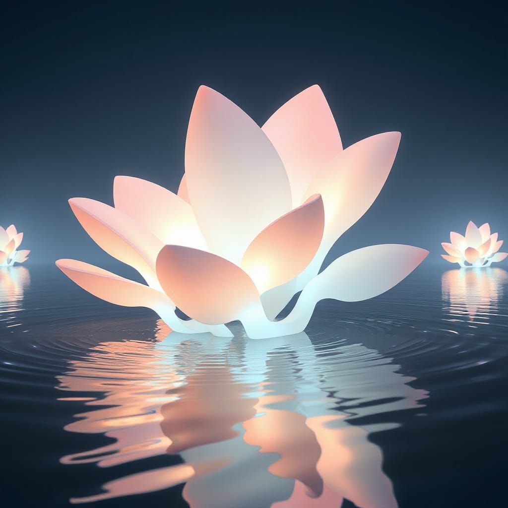 Futuristic Bioluminescent Blooms Underwater