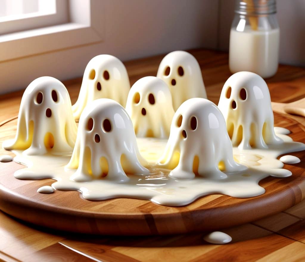 A platter of melting mozzarella ghosts