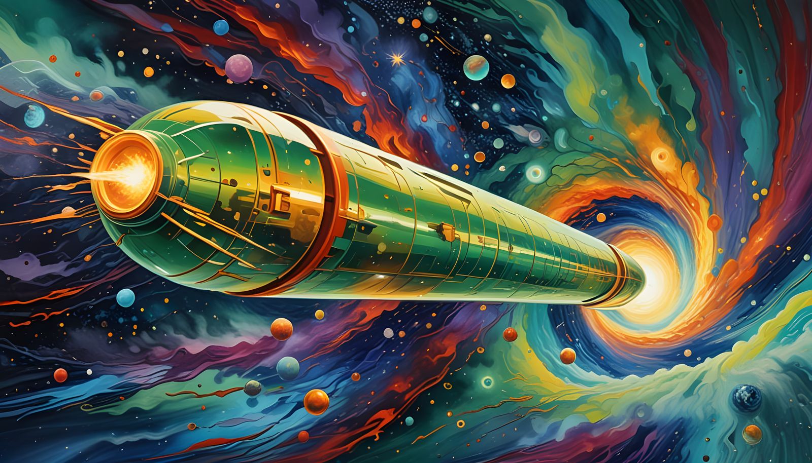 Sleek Spaceship Unleashes Fiery Plasma Exhaust in High-Speed...