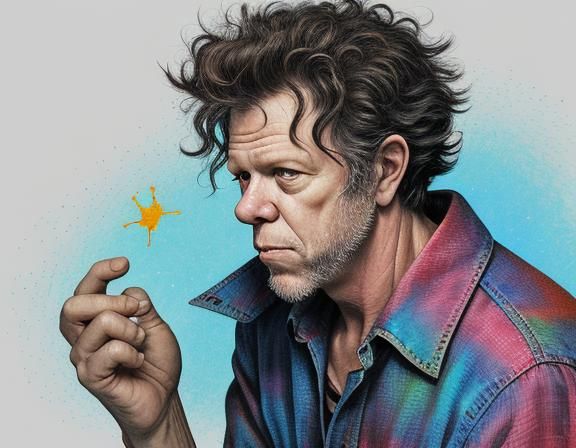 Tom Waits: Holographic Astral Illustration