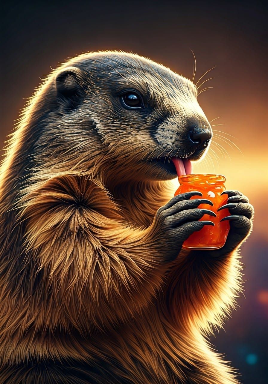 Marmot Savoring Whimsical Marmalade Moment