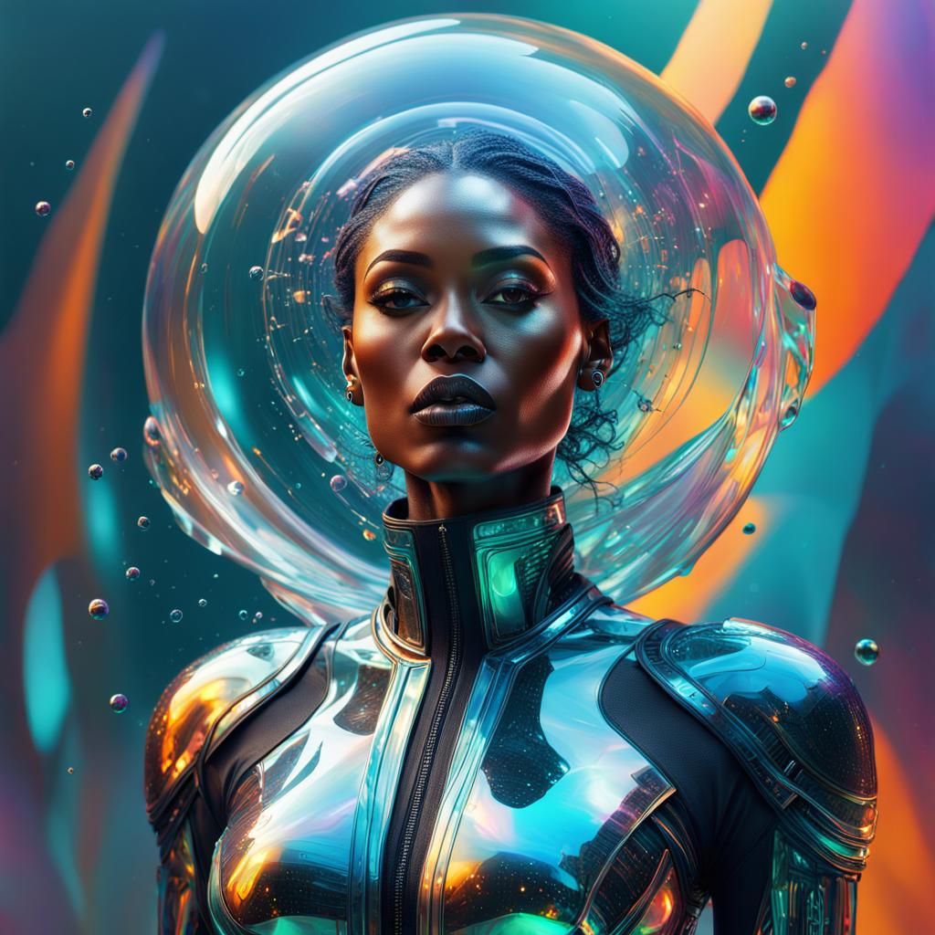 Melanated Woman in Glass Clothes: Dimensional Art