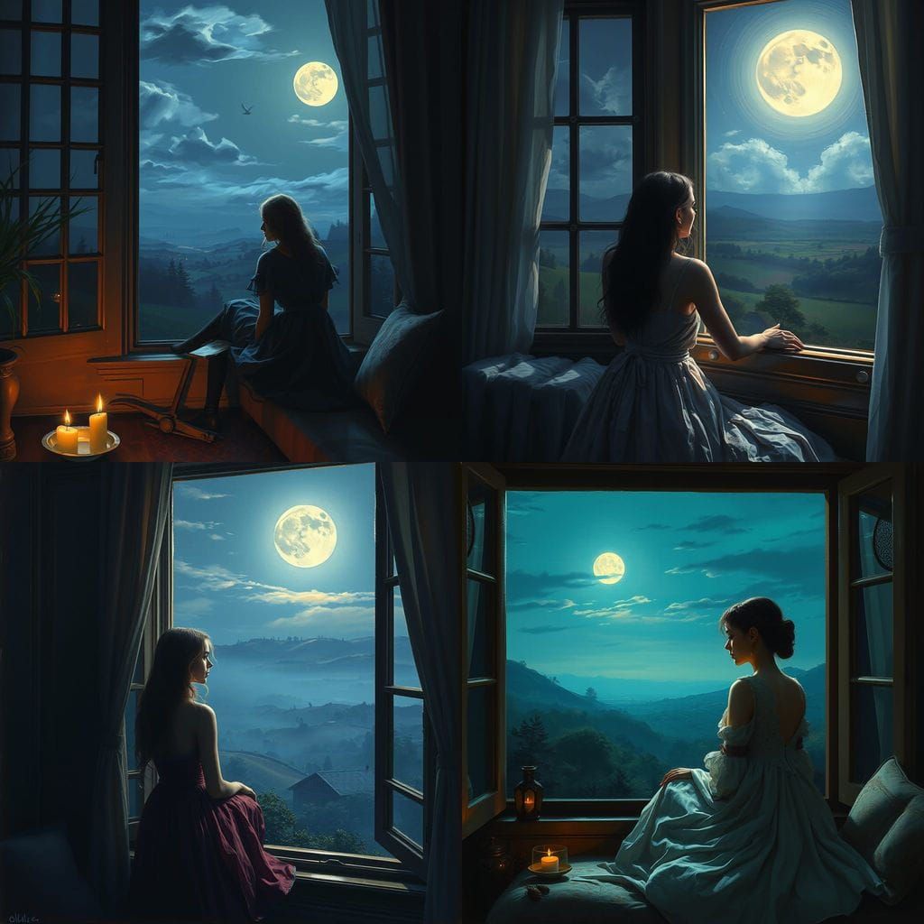 Moonlit Serenity in Oil Painting Style