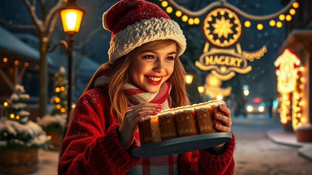 Festive Christmas Night Scene in Photorealistic Style