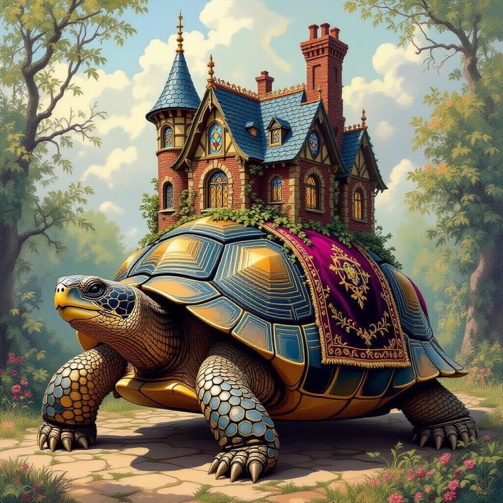 Ornate House on Giant Tortoise Shell