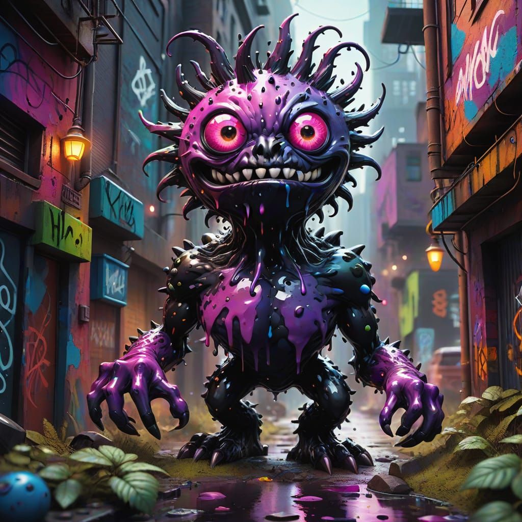Cyberpunk-Inspired Black Berry Monster