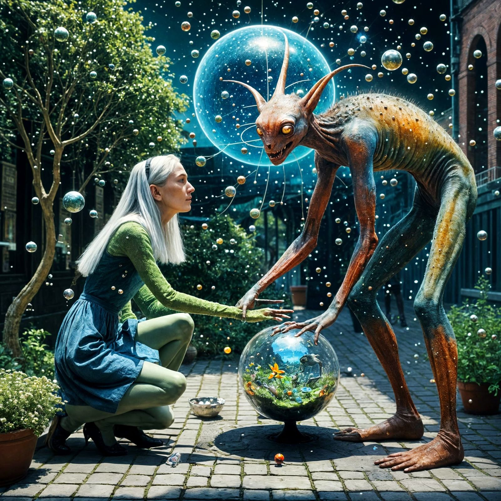 Bosch-Inspired Alien Characters in City Street Photography