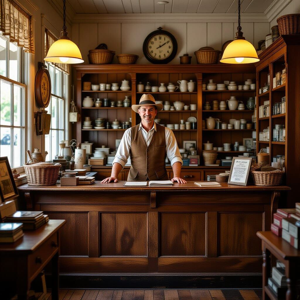 Shopkeeper in 1950s General Store