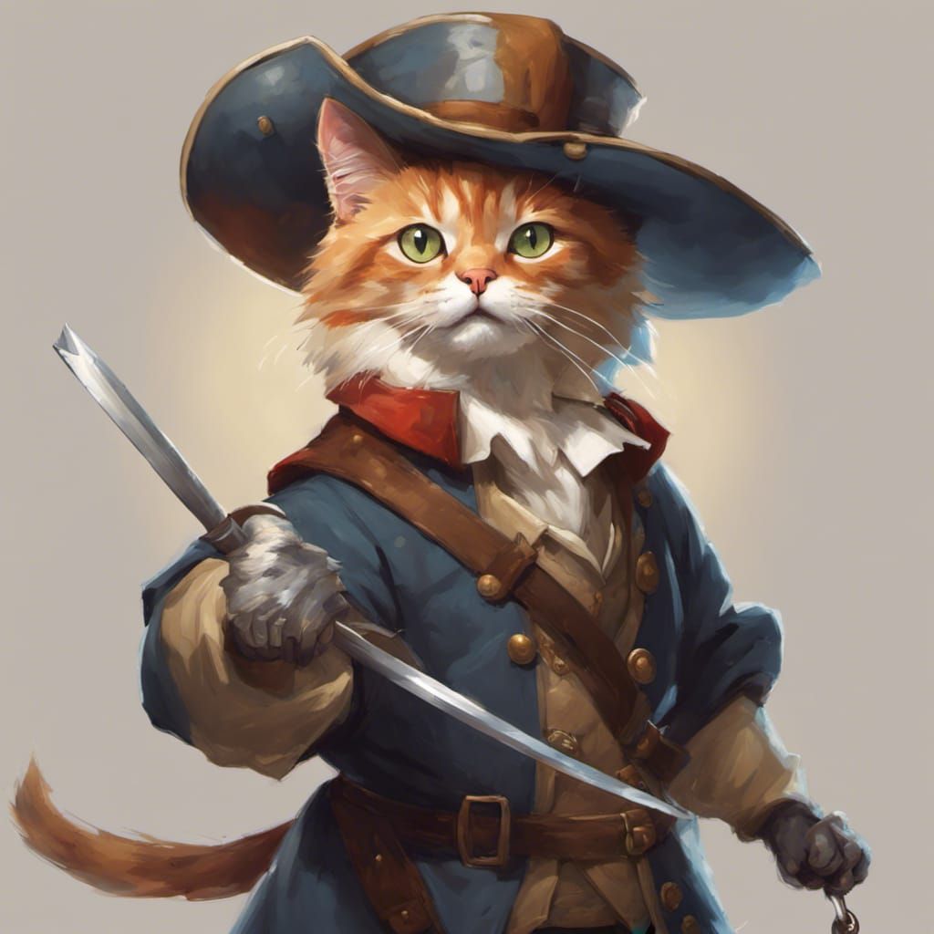 Cat Musketeer Portrait in Hyperdetailed Fantasy Art Style