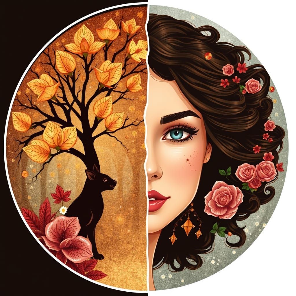 Four Seasons Illustration of a Stunning Woman