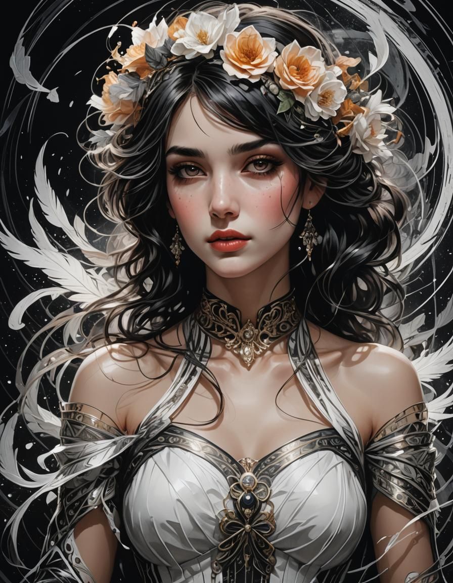 Beautiful woman (Scratchboard Art)