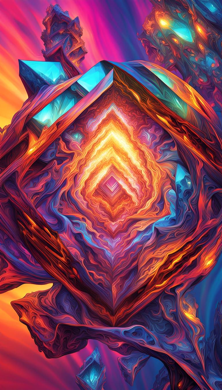 Prismatic Neon Structure in Detailed Digital Art