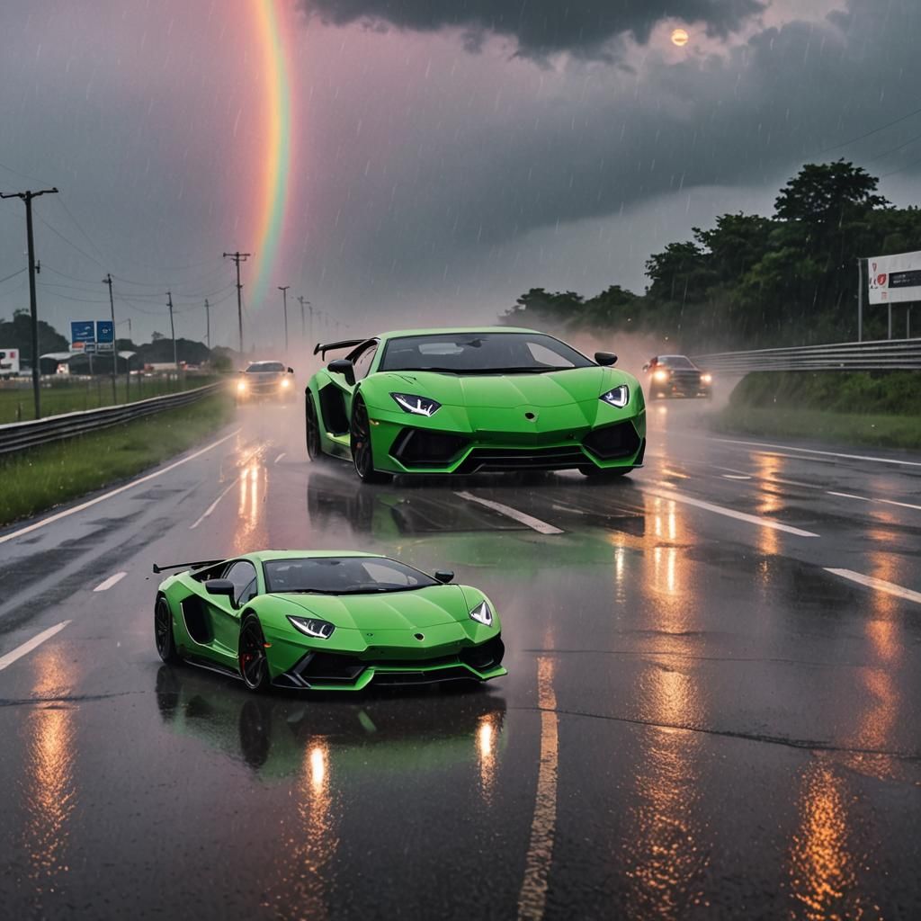 Anime Boys Drifting Supercars in the Rain